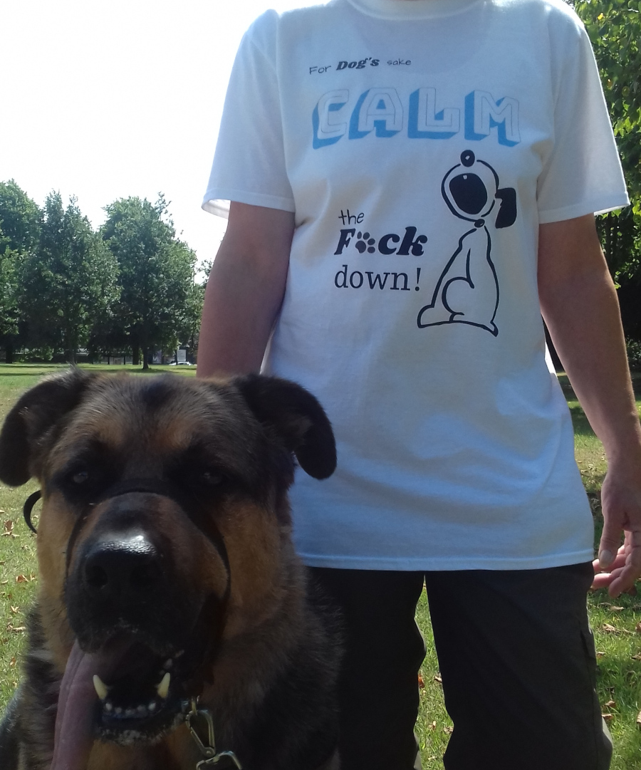 Jackie wearing 'Calm the f*ck down' t-shirt